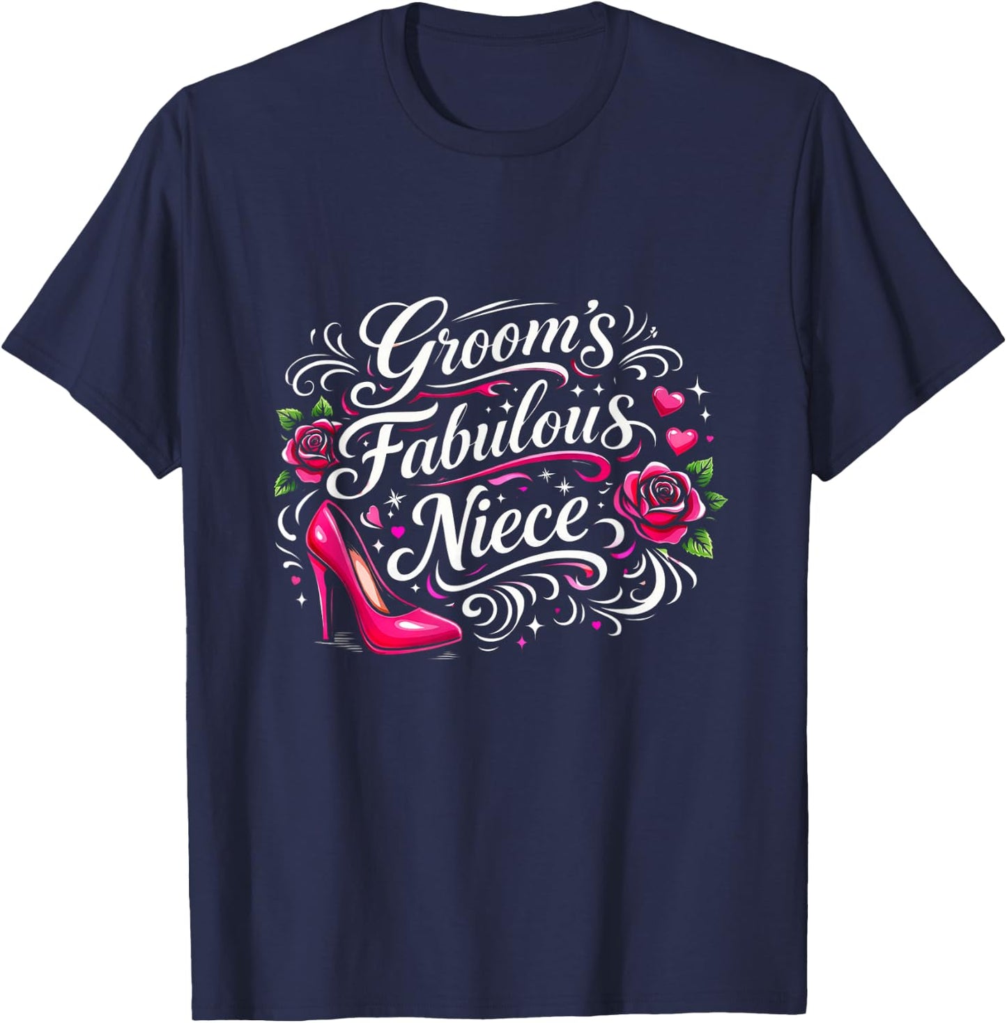Groom's Fabulous Niece Wedding Crew Elegant Family Matching T-Shirt - T-Shirt | Navy