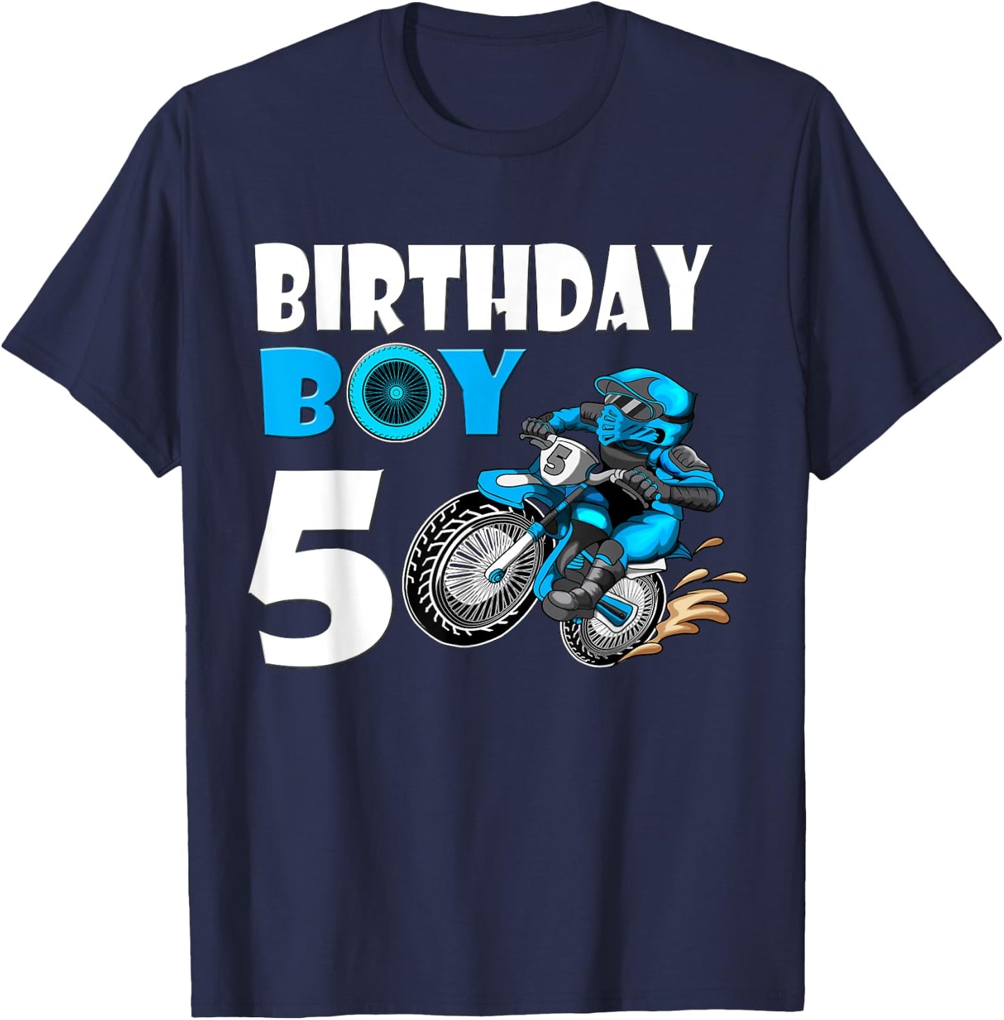 Birthday Boy 5 Birthday Boy Motocross Motorcycle Motorbike T-Shirt - T-Shirt | Navy