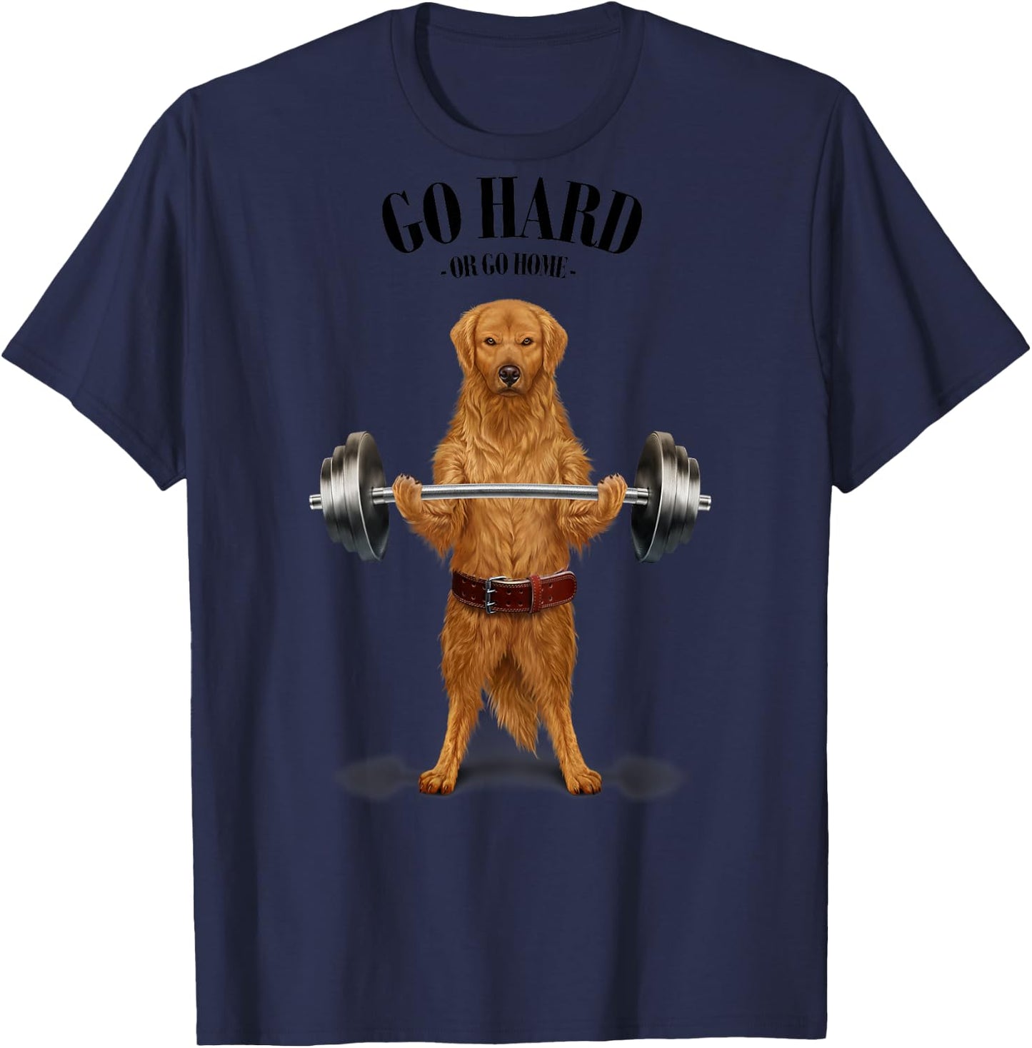 Golden Retriever Dog Weightlifting in Fitness Gym Women Kids T-Shirt - T-Shirt | Navy