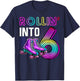 Rollin' into 6 Roller Skating Rink 6th Birthday Party Girls T-Shirt - T-Shirt | Navy