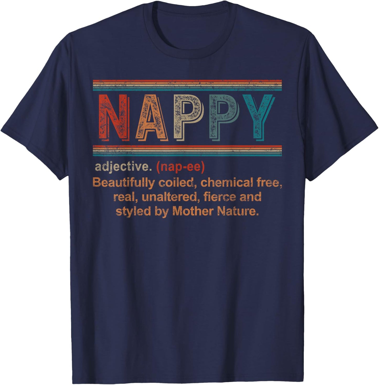 Nappy Definition Pro Black Girl Magic Natural Curly Hair T-Shirt - T-Shirt | Navy