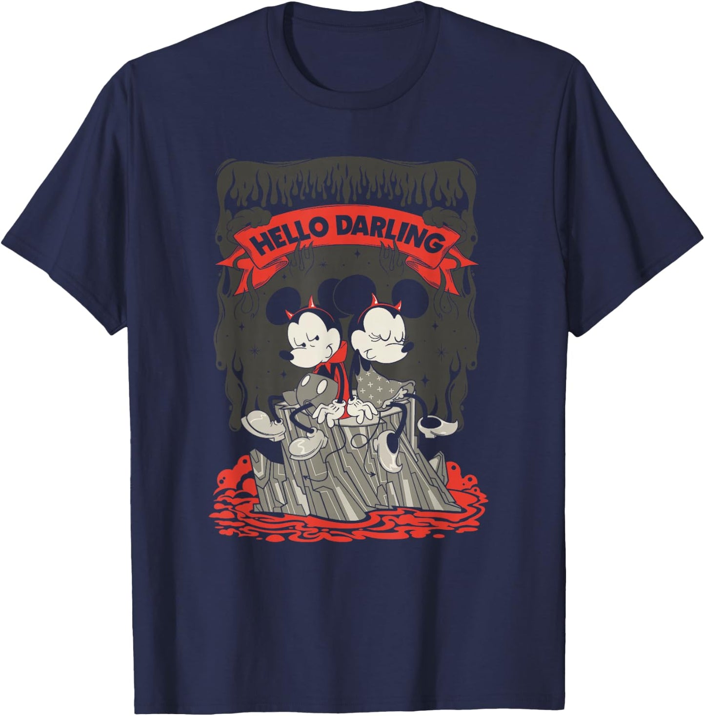 Disney Mickey And Friends Halloween Mickey Hello Darling T-Shirt - T-Shirt | Navy