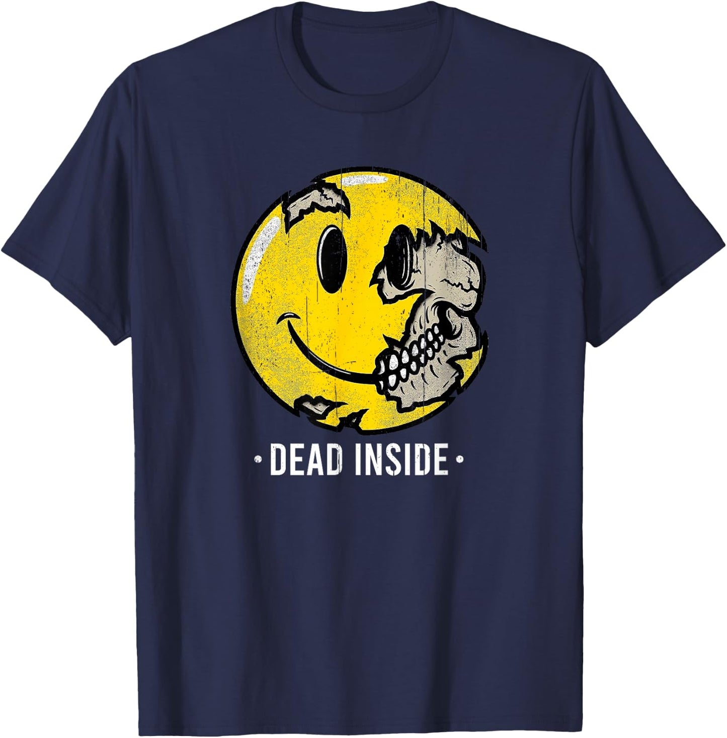 I'm Dead Inside Sad Smile Face Skeleton Vintage Halloween T-Shirt - T-Shirt | Navy