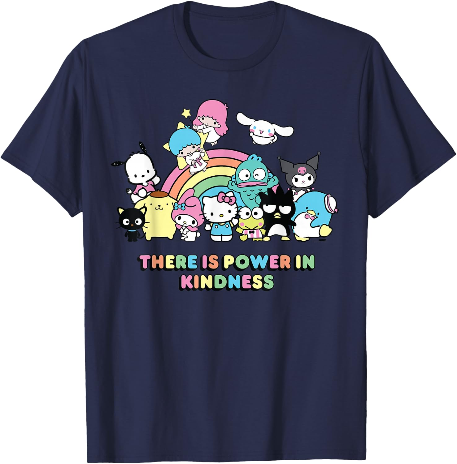 Sanrio Hello Kitty & Friends Power in Kindness Black Classic Fit , , Short Sleeve T-Shirt - T-Shirt | Navy
