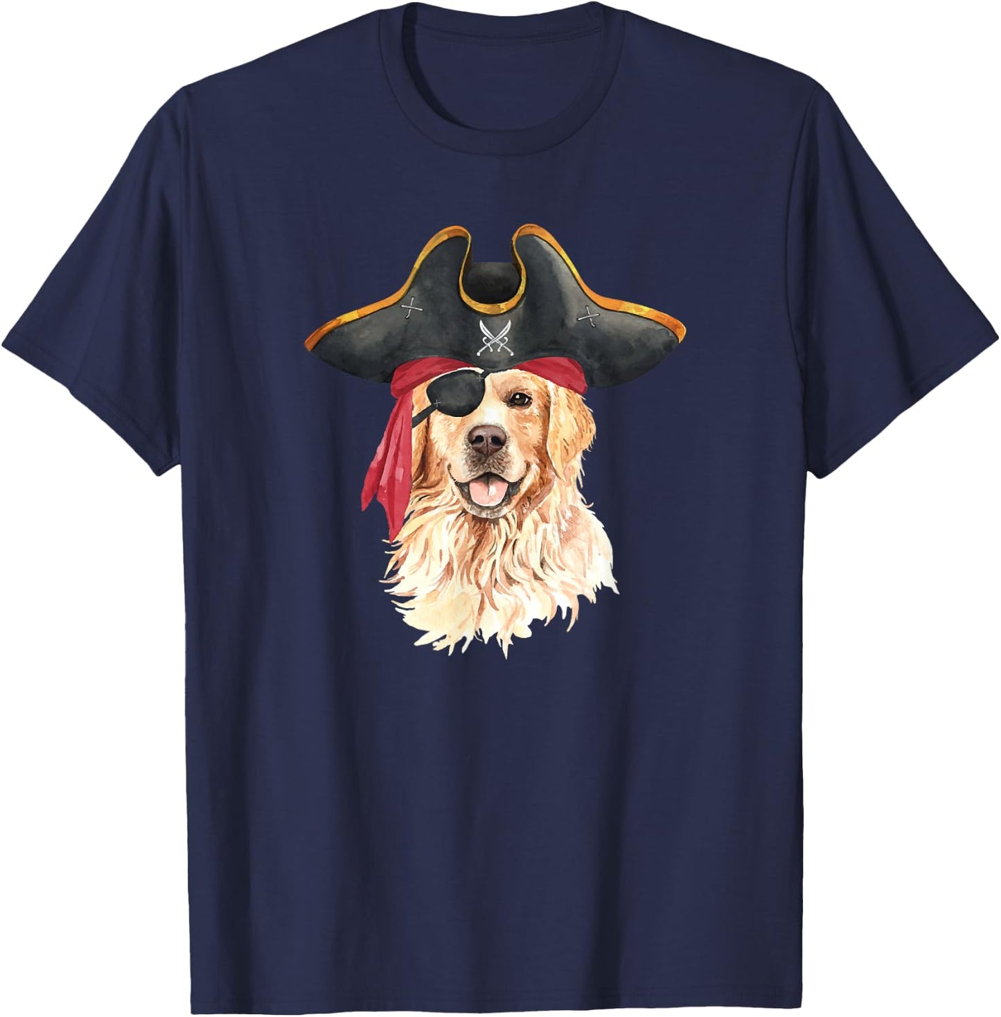 Golden Retriever In Pirate Costume Dog Lovers Women Kids T-Shirt - T-Shirt | Navy
