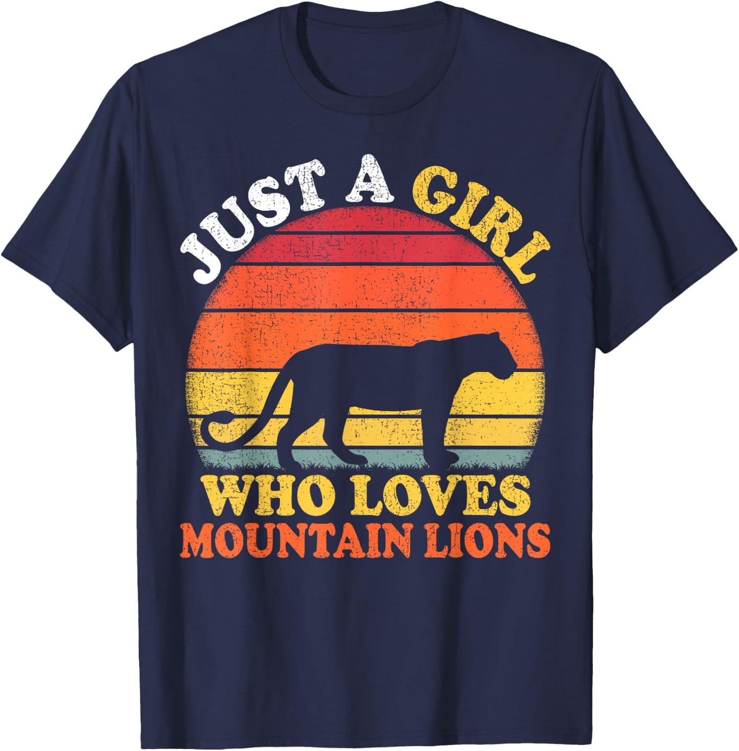 Mountain Lion Vintage Just A Girl Who Loves Mountain Lion T-Shirt - T-Shirt | Navy