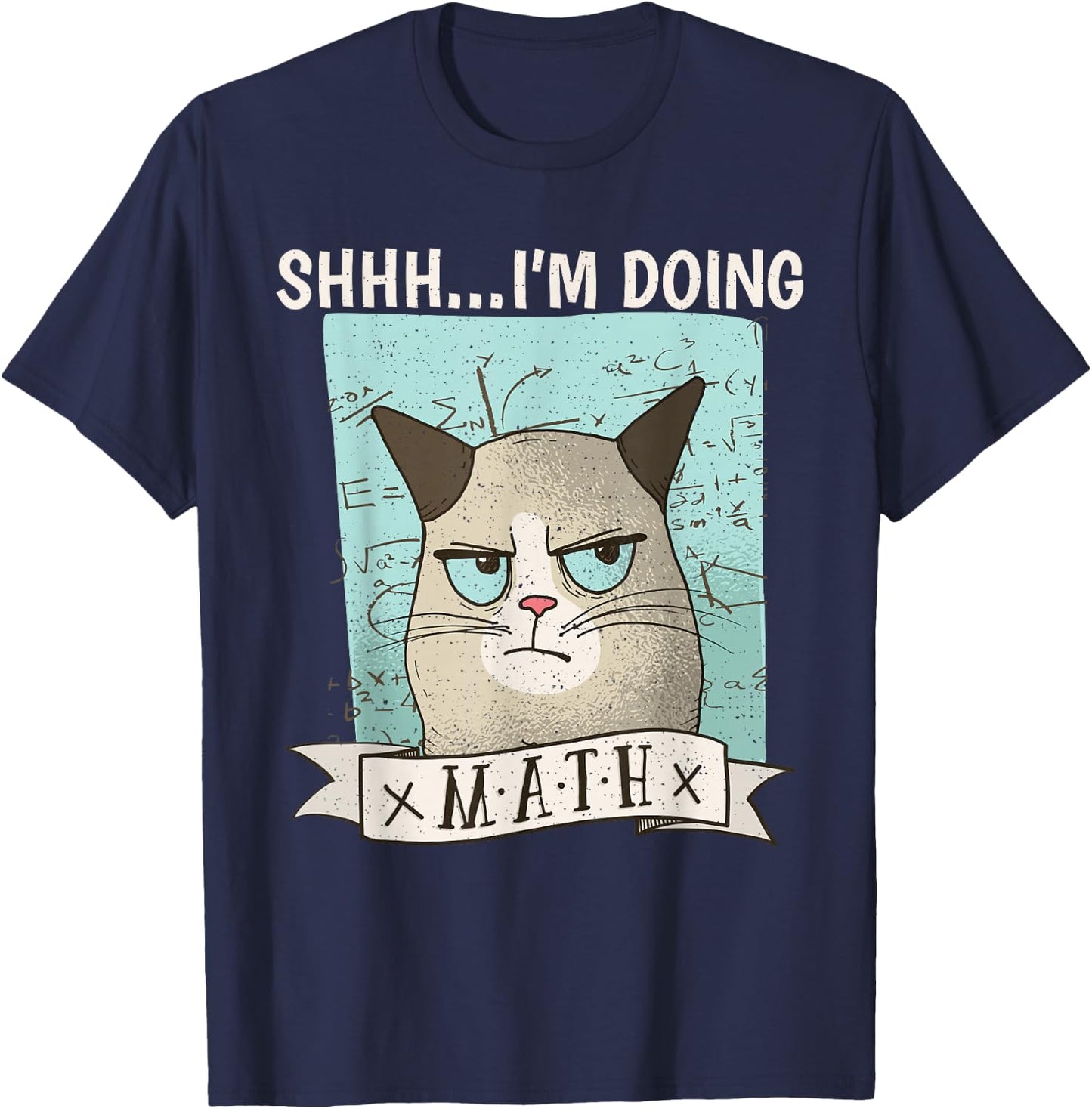 Shh... I´m doing Math Cat School Algebra Funny Mathematics T-Shirt - T-Shirt | Navy