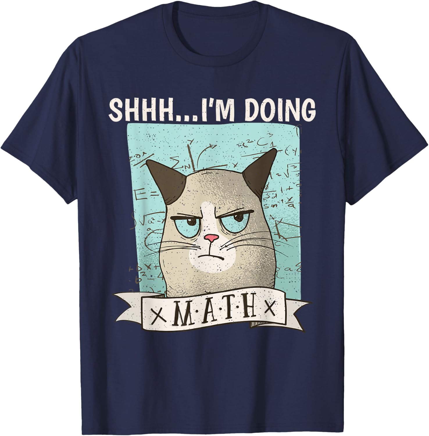 Shh... I´m doing Math Cat School Algebra Funny Mathematics T-Shirt - T-Shirt | Navy