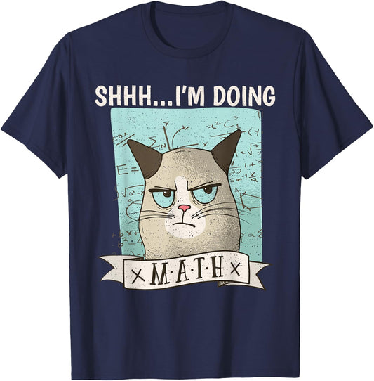 Shh... I´m doing Math Cat School Algebra Funny Mathematics T-Shirt - T-Shirt | Navy