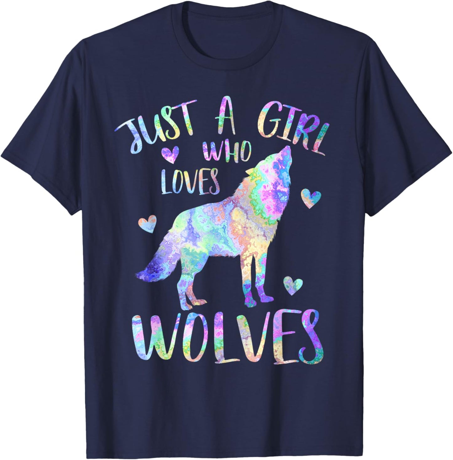 Just a Girl Who Loves Wolves Cute Wolf Lover Teen Girls T-Shirt - T-Shirt | Navy