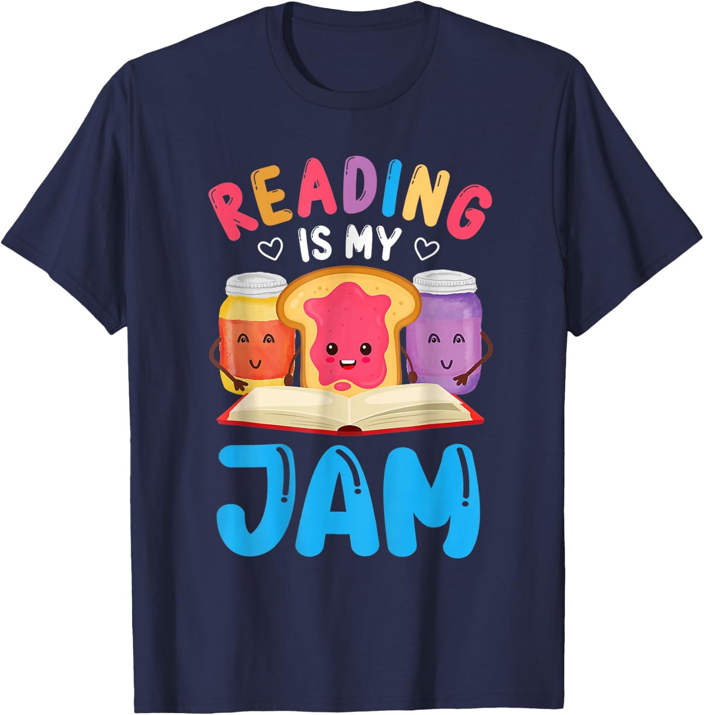 Reading is My Jam Funny I Love to Read Books Boy Girl T-Shirt - T-Shirt | Navy