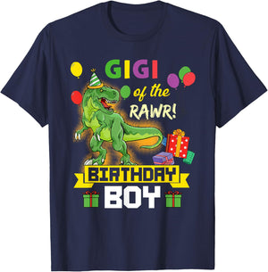 Gigi of the Birthday Boy Dinosaur Celebration Graphic T-Shirt - T-Shirt | Navy