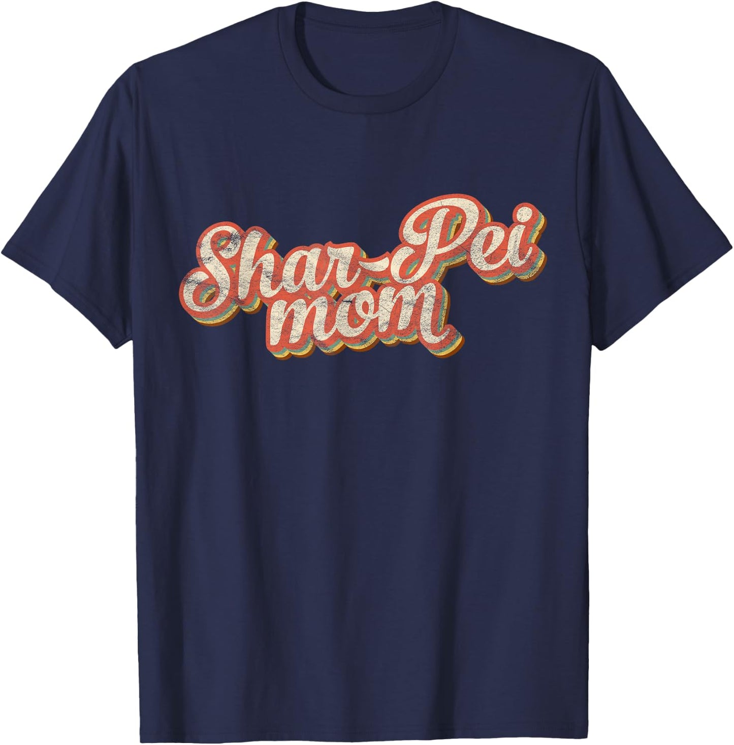 Vintage Shar-Pei Mom Gift Sharpei Mother Dog Lover Mama T-Shirt - T-Shirt | Navy