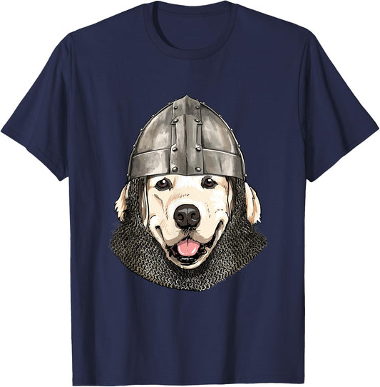 Medieval Golden Retriever Knight Warrior Dog Lover Women Girls Kids T-Shirt - T-Shirt | Navy