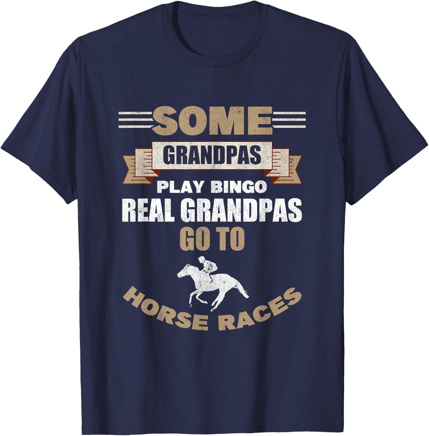 Horse Race Grandfather Gambler Grandpa Betting Horse Racing T-Shirt - T-Shirt | Navy