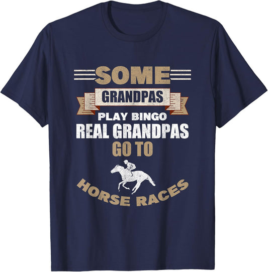 Horse Race Grandfather Gambler Grandpa Betting Horse Racing T-Shirt - T-Shirt | Navy