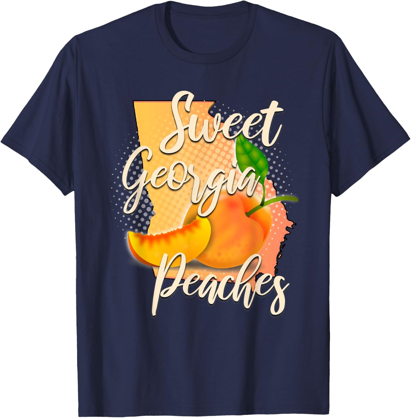 Sweet Georgia Peaches Shirt State Of Georgia Gift T-Shirt - T-Shirt | Navy