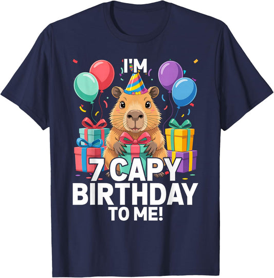 I'm 7 Year Old Capy Birthday to Me 7th Birthday Capybara T-Shirt - T-Shirt | Navy