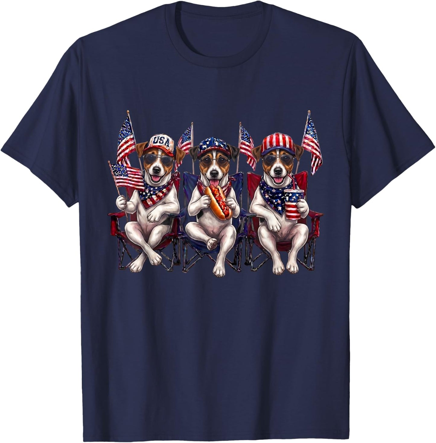250 Years of Freedom Jack Russell Terrier Dog 1776-2026 4th T-Shirt - T-Shirt | Navy