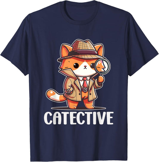 Private Investigator PI Funny Cat Detective Pun Spy T-Shirt - T-Shirt | Navy