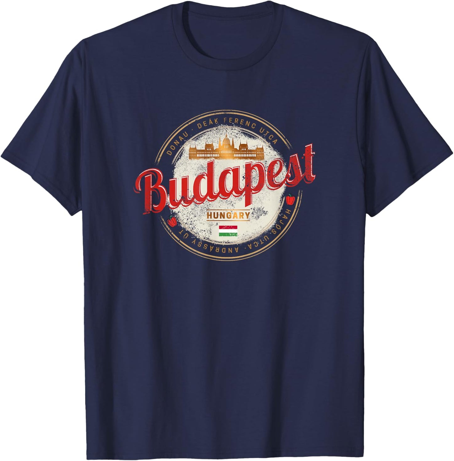Budapest Design Hungary Vintage Parliament Souvenir T-Shirt - T-Shirt | Navy