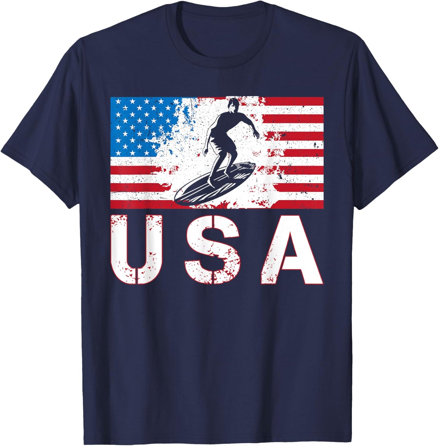 USA Surfing team American flag US Surfer men women kids T-Shirt - T-Shirt | Navy