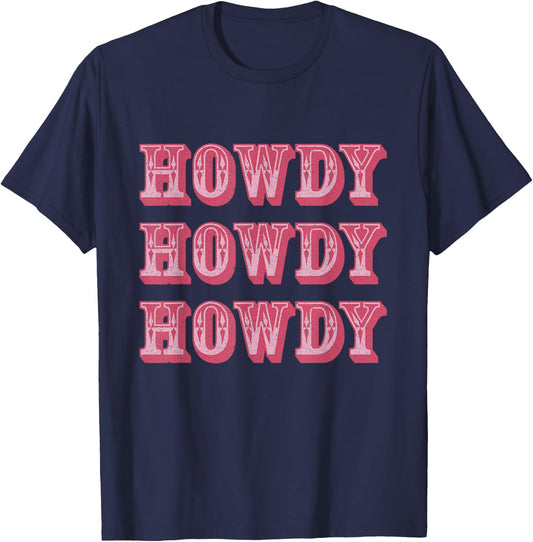 Howdy Cowgirl Retro Vintage Country Western Yeehaw Cowgirl T-Shirt - T-Shirt | Navy