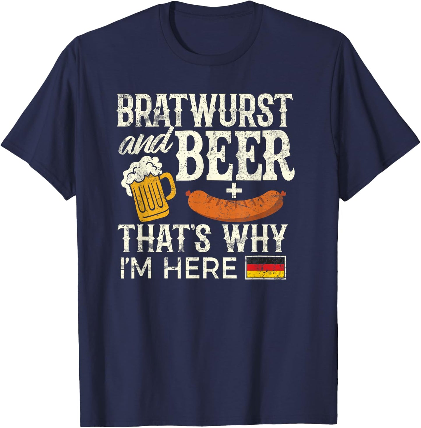 Funny Oktoberfest Shirt German Bratwurst Beer Men Women T-Shirt - T-Shirt | Navy