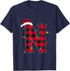 Awesome Letter N Initial Name Buffalo Plaid Christmas T-Shirt - T-Shirt | Navy
