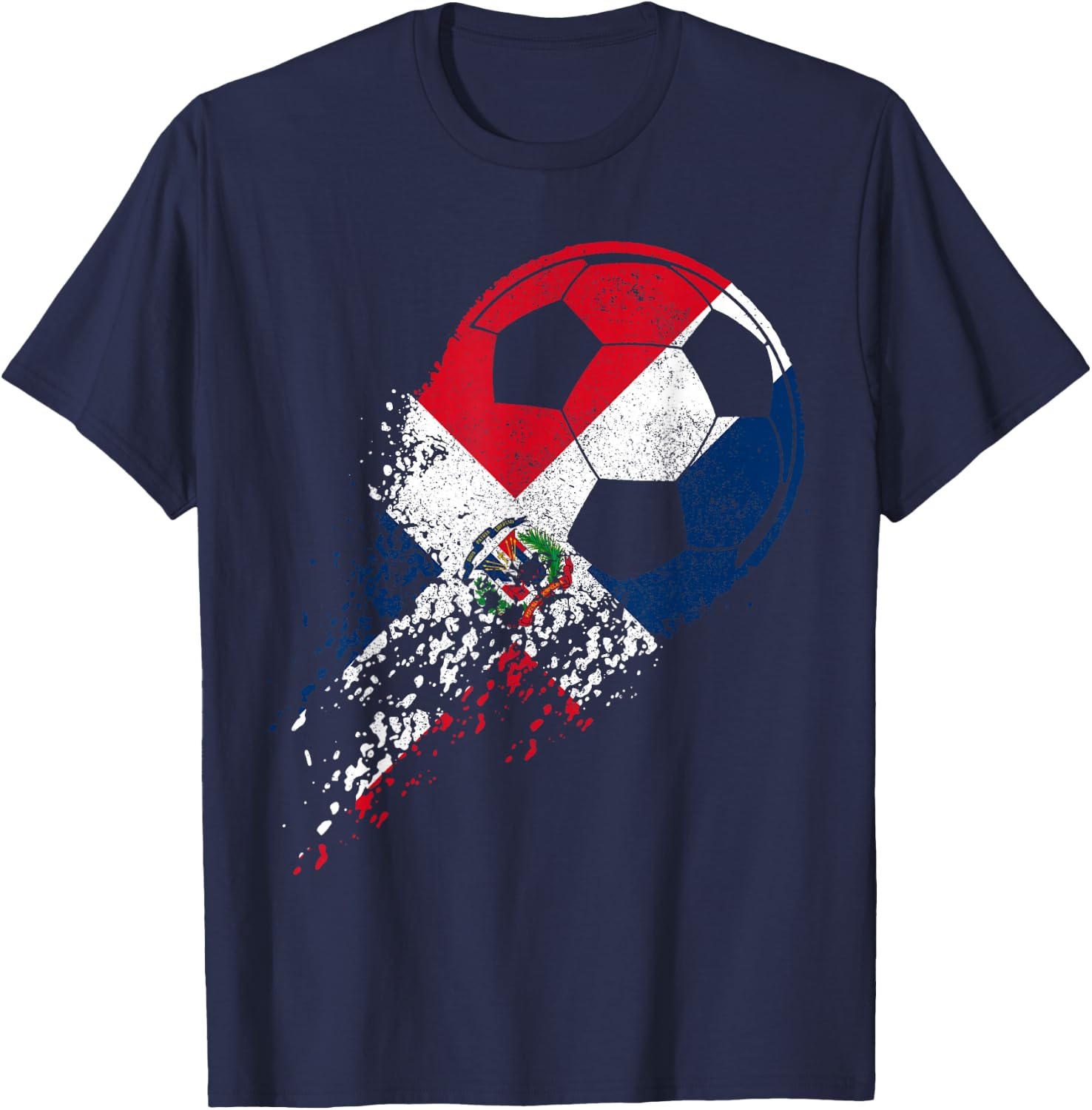 Dominican Republic Soccer Flag Pride Soccer Player T-Shirt - T-Shirt | Navy