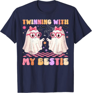Twinning with My Bestie Cute Boo Halloween Costumes Women Gi T-Shirt - T-Shirt | Navy