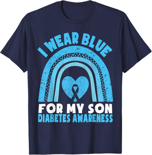 I Wear Blue For My Son Diabetes Awareness T1D Son Mom Dad T-Shirt - T-Shirt | Navy