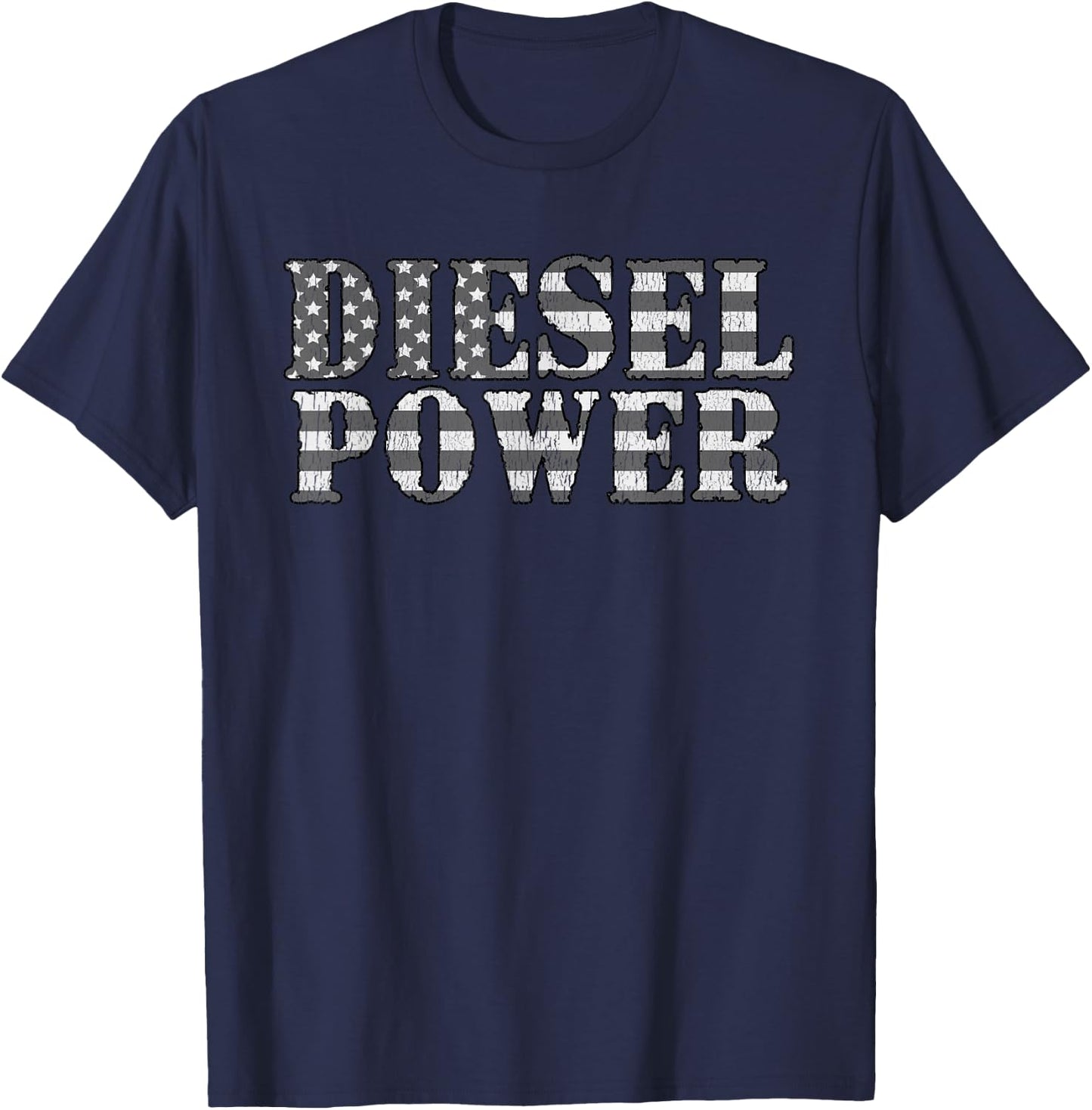 Diesel Power American Flag Funny Truck Mechanic Gift T-Shirt - T-Shirt | Navy