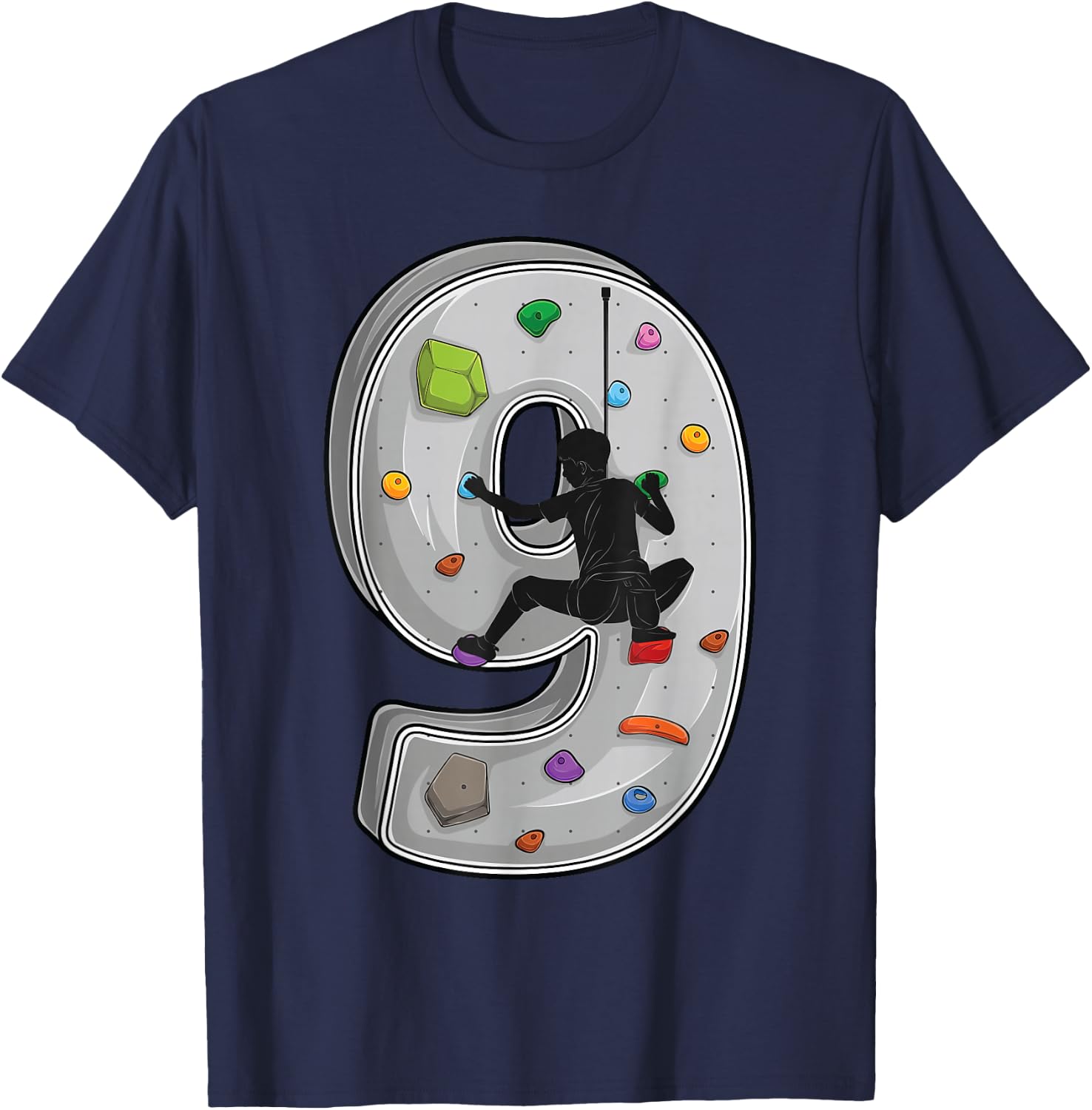 9 year old rock climbing 9th birthday Adventures Climber T-Shirt - T-Shirt | Navy