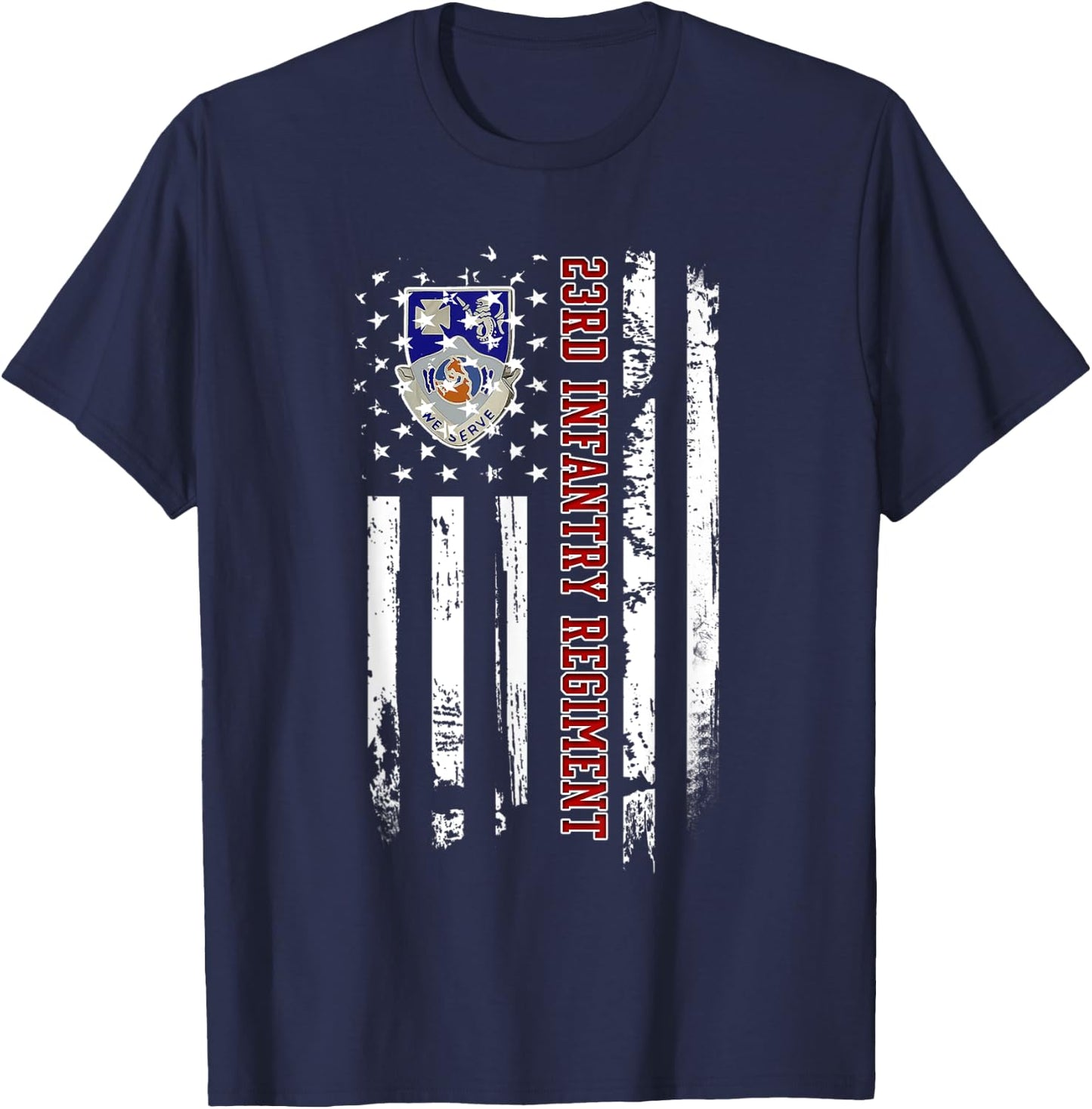 23rd Infantry Regiment Veteran USA Flag Veterans Day Xmas T-Shirt - T-Shirt | Navy