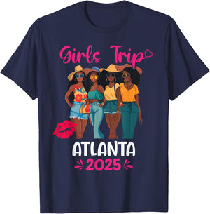 Black Girls Trip Atlanta 2025 Vacation Matching T-Shirt - T-Shirt | Navy