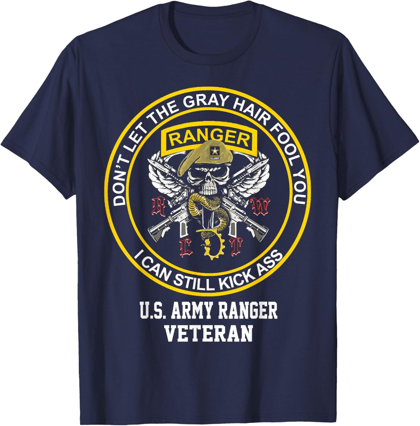Funny Retired US Army Ranger Veteran USA Military Vet T-Shirt - T-Shirt | Navy