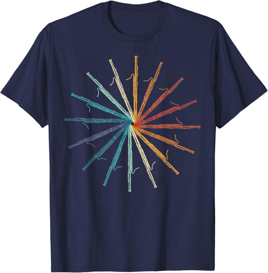 Funny Bassoon Retro Rainbow - Bassoon Player Orchestra Band T-Shirt - T-Shirt | Navy