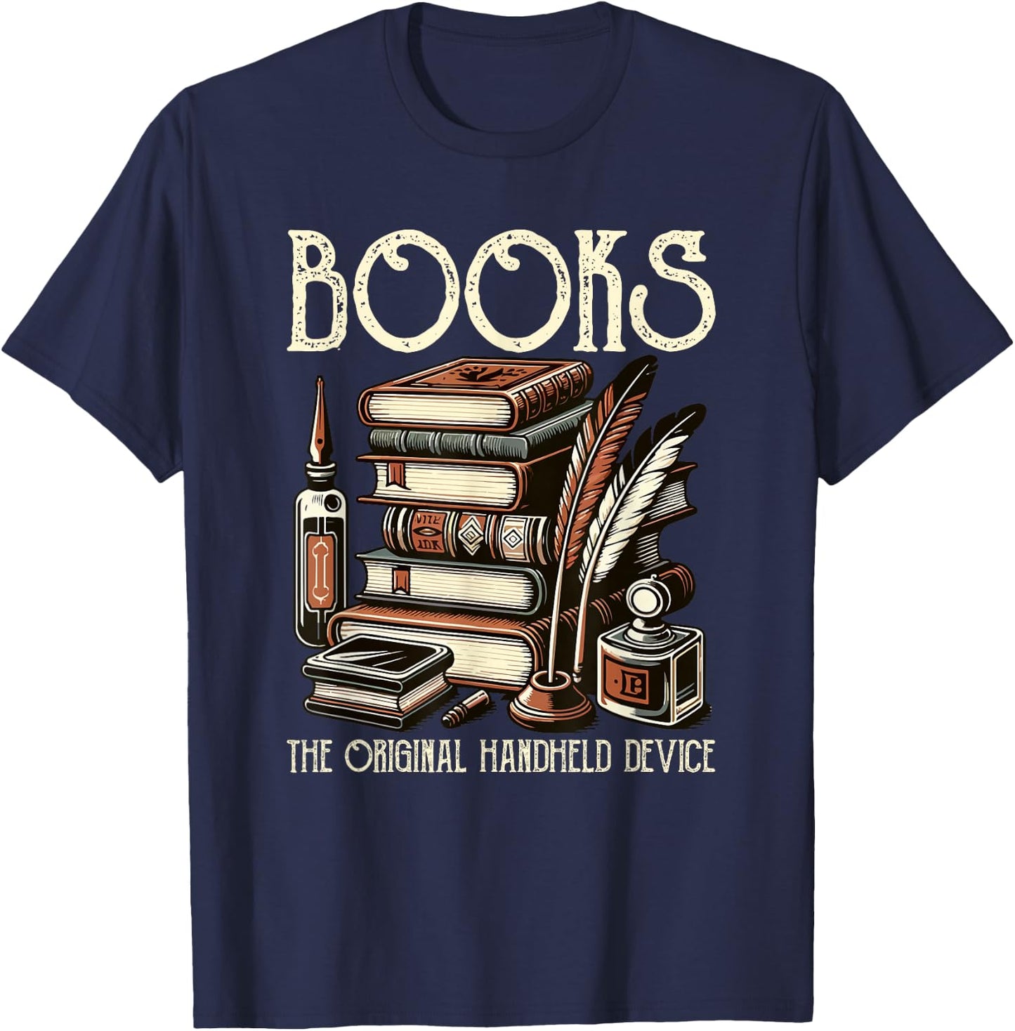 Books Original Handheld Device Book Librarian T-Shirt - T-Shirt | Navy