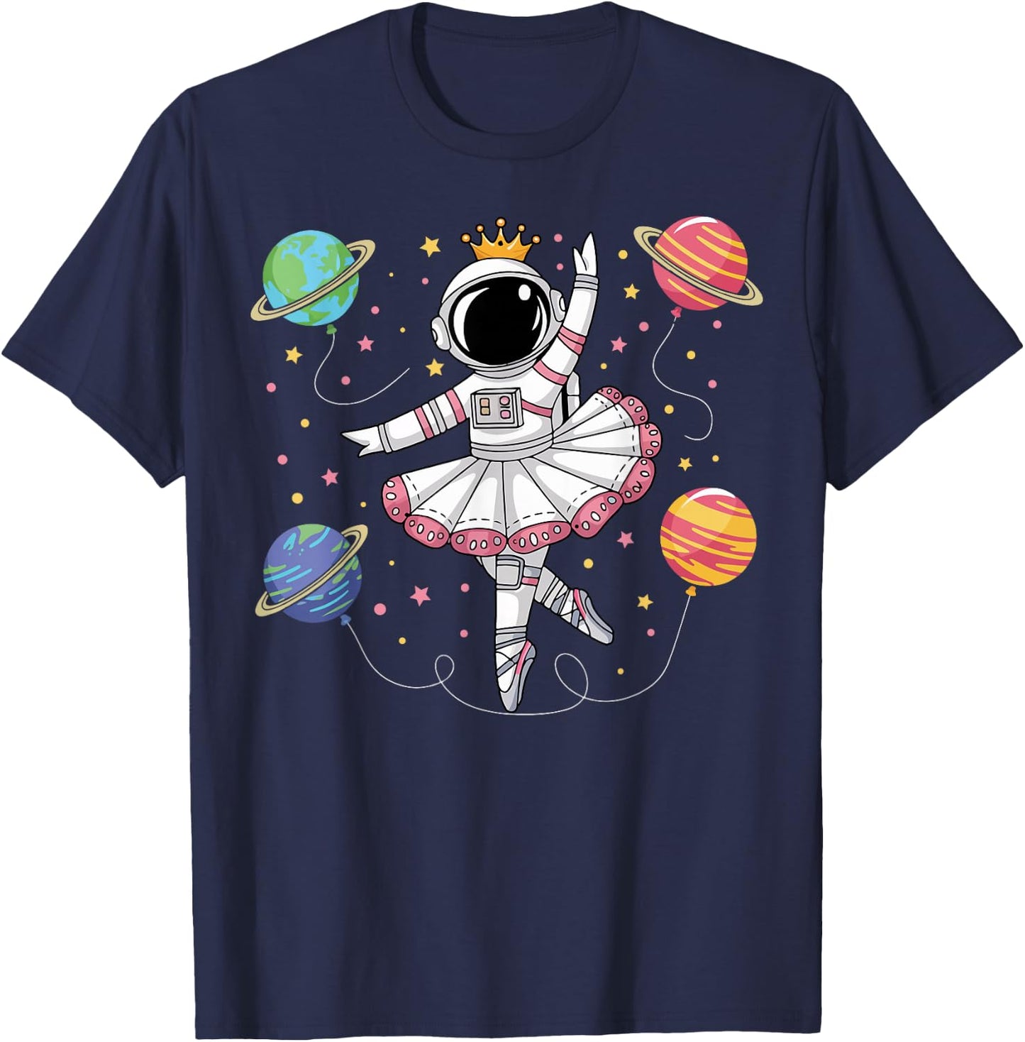 Ballerina Girl Space Astronaut Ballet Dancer Planets T-Shirt - T-Shirt | Navy