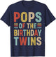 Pops of The Birthday Twins Family Matching Bday Party T-Shirt - T-Shirt | Navy