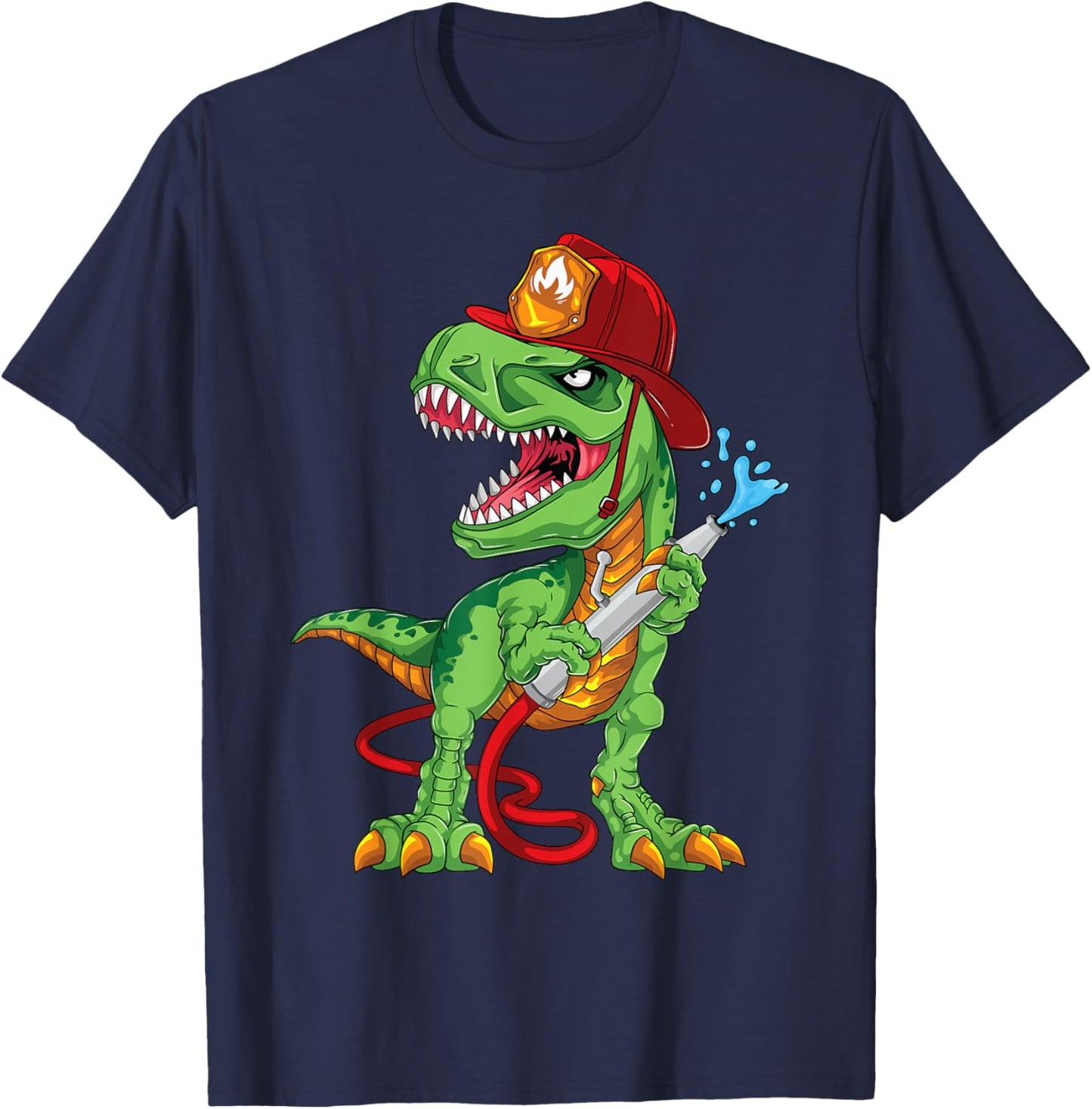 Firefighter Dinosaur T-rex Outfit For Fireman Firetruck Boys T-Shirt - T-Shirt | Navy