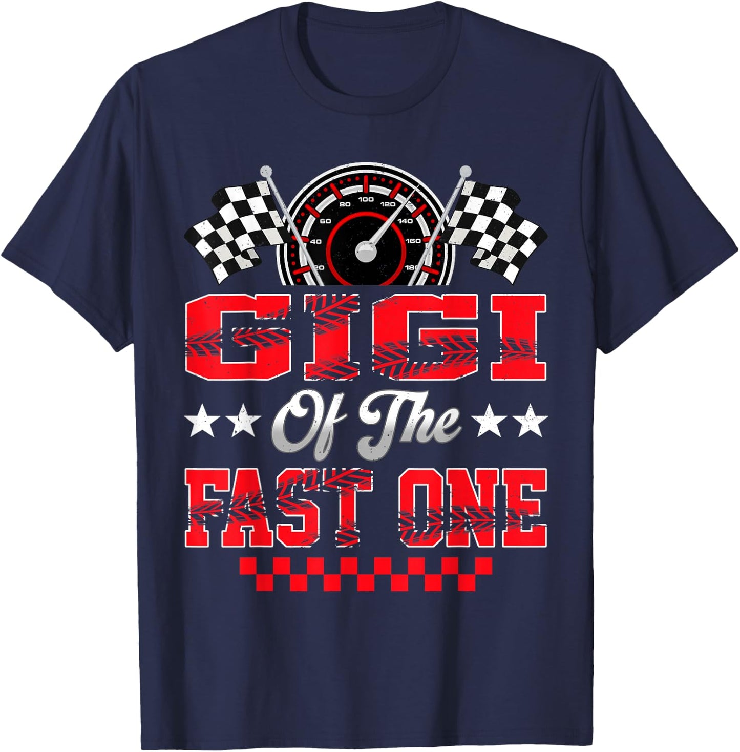 Race Car Birthday Party Gigi of The Fast One T-Shirt - T-Shirt | Navy