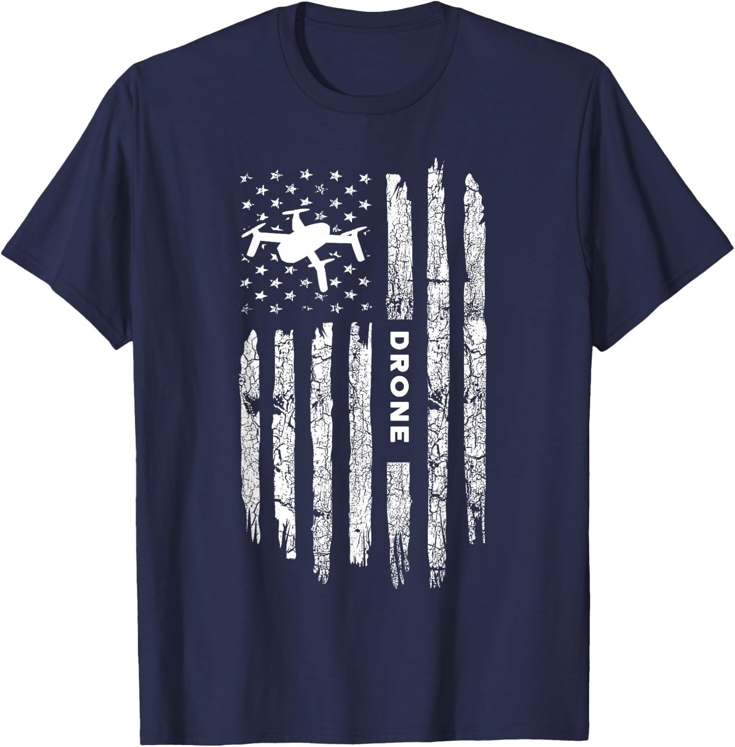 American Flag Drone Clothing - Drone Pilot Vintage Drone T-Shirt - T-Shirt | Navy
