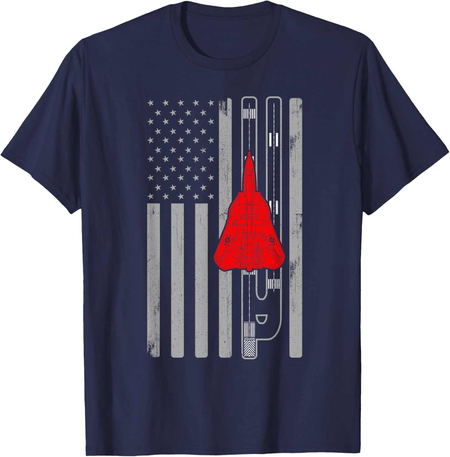 F-14 Tomcat Fighter Jet Plane American Flag F14 T-Shirt - T-Shirt | Navy