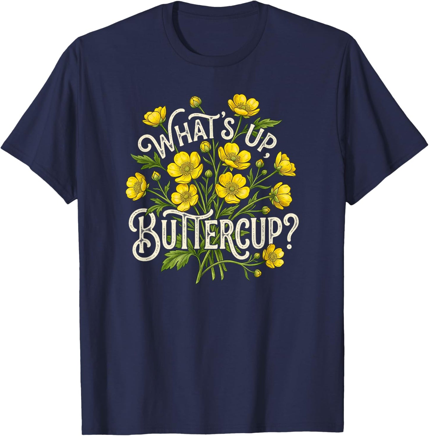 What's Up Buttercup Vintage Floral T-Shirt - T-Shirt | Navy