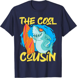 The Cool Cousin Shark With Surfboard T-Shirt - T-Shirt | Navy
