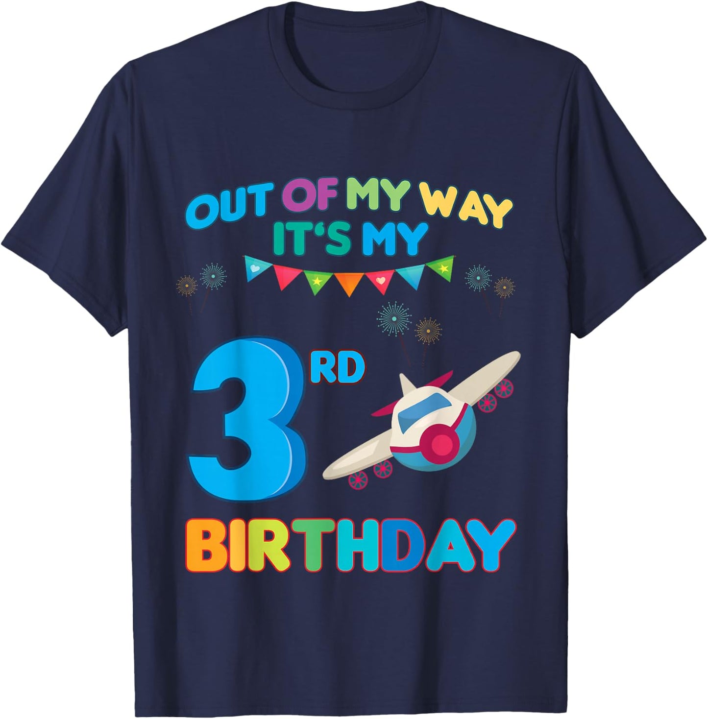 Out of my way it's my 3rd birthday aviation airplane T-Shirt - T-Shirt | Navy