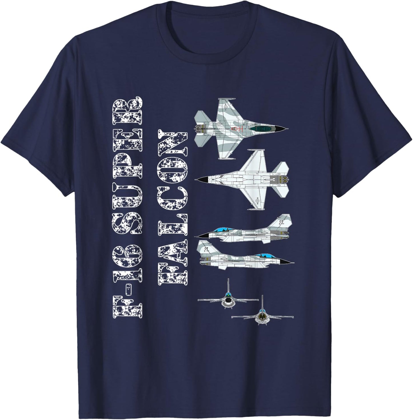 F16 Jet Aircraft Fighter Jet Blueprint Design F-16 T-Shirt - T-Shirt | Navy