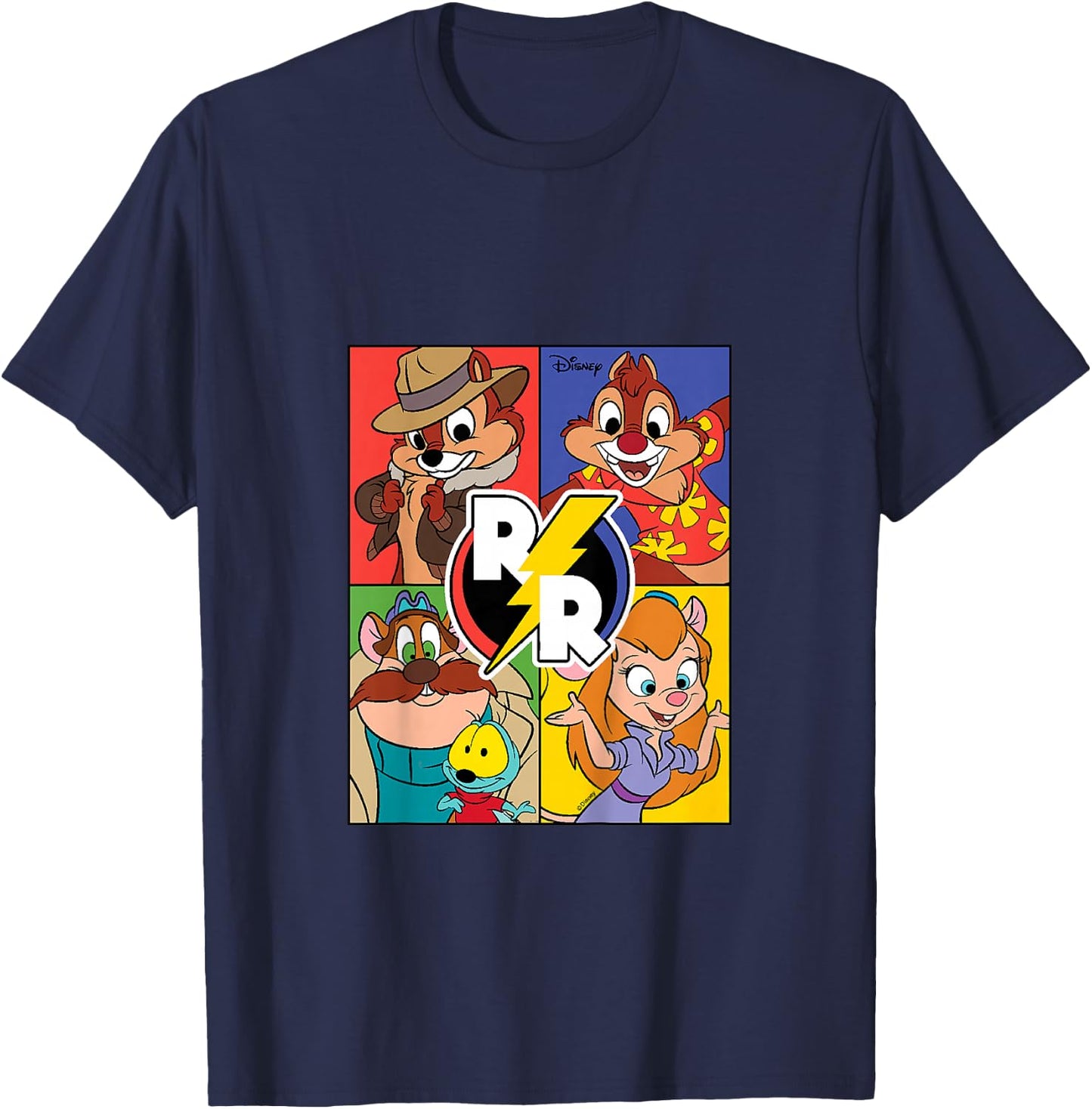 Kids Chip 'N Dale Rescue - Rescue Rangers Grid T-Shirt - T-Shirt | Navy